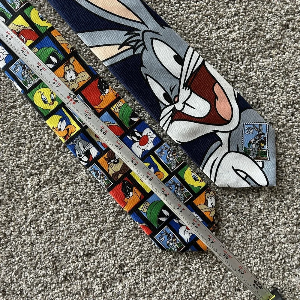 Vintage Looney Tunes Stamp Collection Tie Lot Mens One Size Multicolor Cartoon